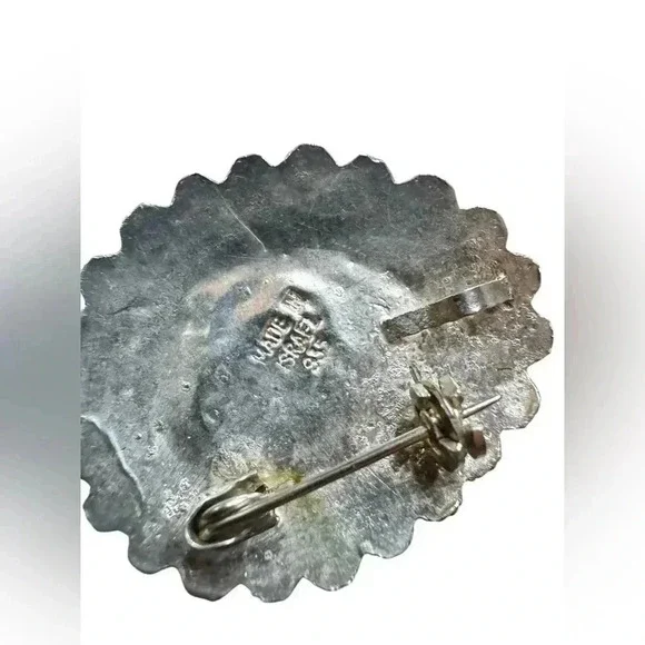 Vintage Eilat Stone in .935 Argentium Silver Brooch Pendant
